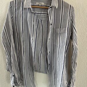 Madewell Striped Button-Down Shirt in Blue and White